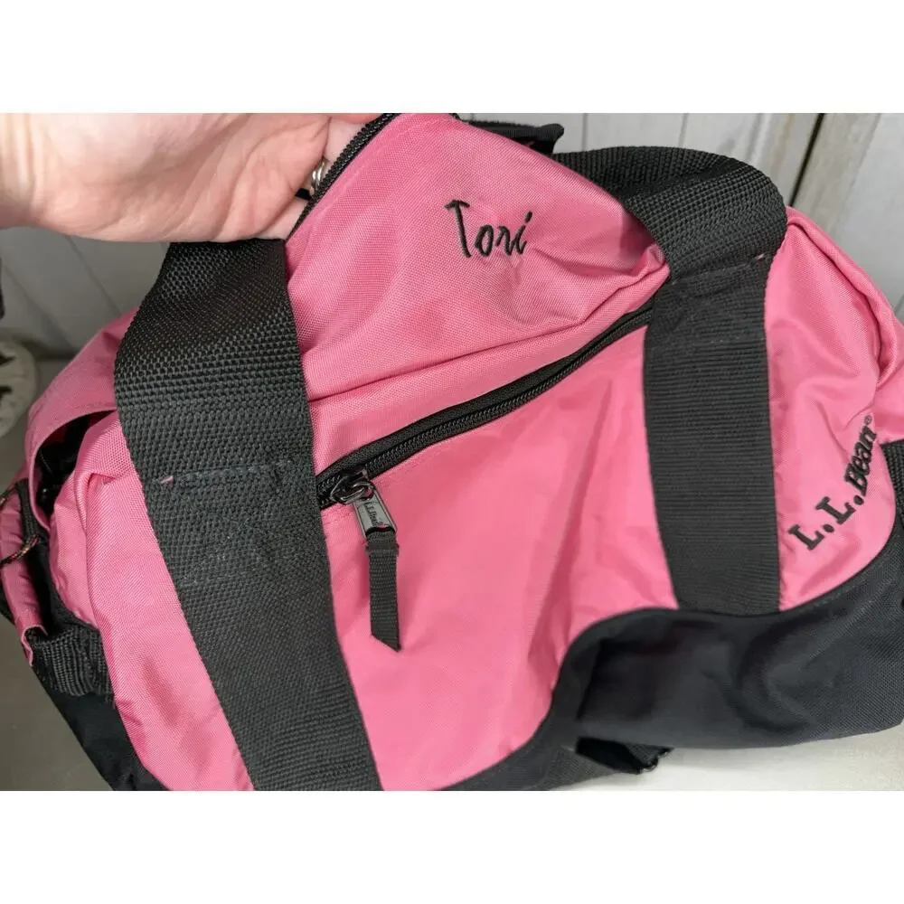 VTG LL Bean Adventure Duffle Bag Pink Medium Shoulder Strap Carry On ‘Tori’ READ